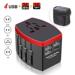 Travel adapter CH-168-3 Red&Black